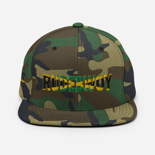 RUDEBWOY Jamaican Flag Wah Gaan Black or Camo Green Snapback Hat
