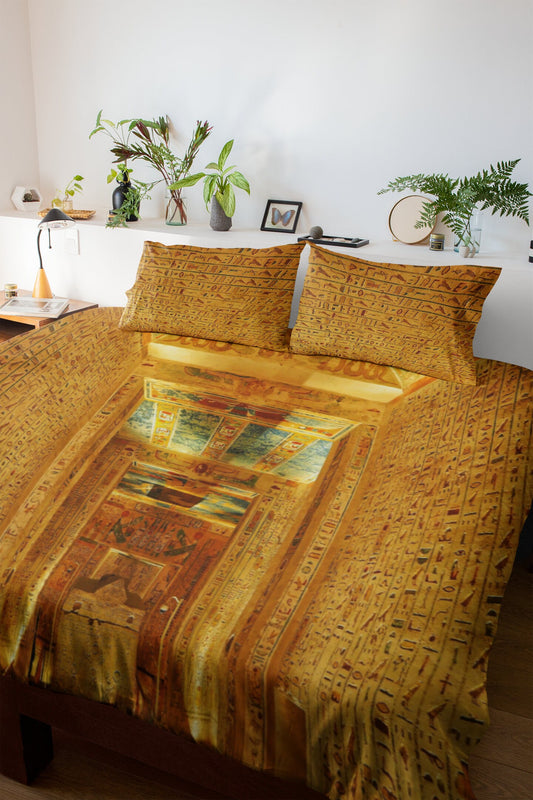 Ancient Egypt Hieroglyphics Duvet Cover & 2 Matching Pillow Cases Bed Set