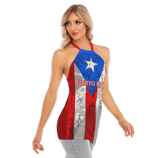 Puerto Rico Country Flag Women's Halter Cami Dress