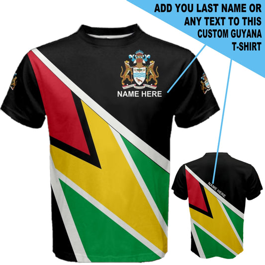 Custom Name Guyana Guyanese Coat of Arms Flag T-shirt