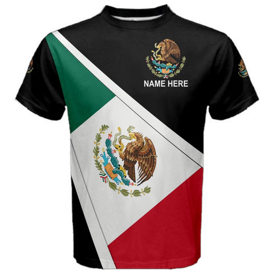 Custom Name Mexico Mexican Coat of Arms Flag T-shirt