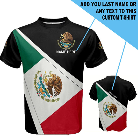 Custom Name Mexico Mexican Coat of Arms Flag T-shirt