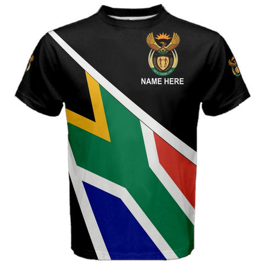 Custom Name South Africa Coat of Arms Flag T-shirt