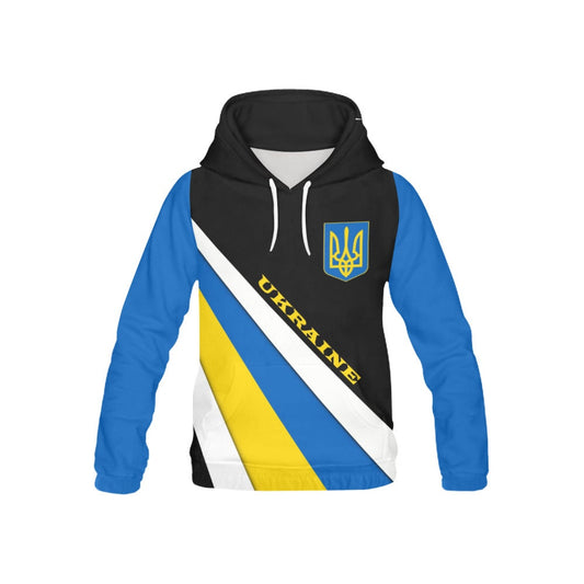 Ukraine Flag Pullover Coat of Arms Mens Hoodie