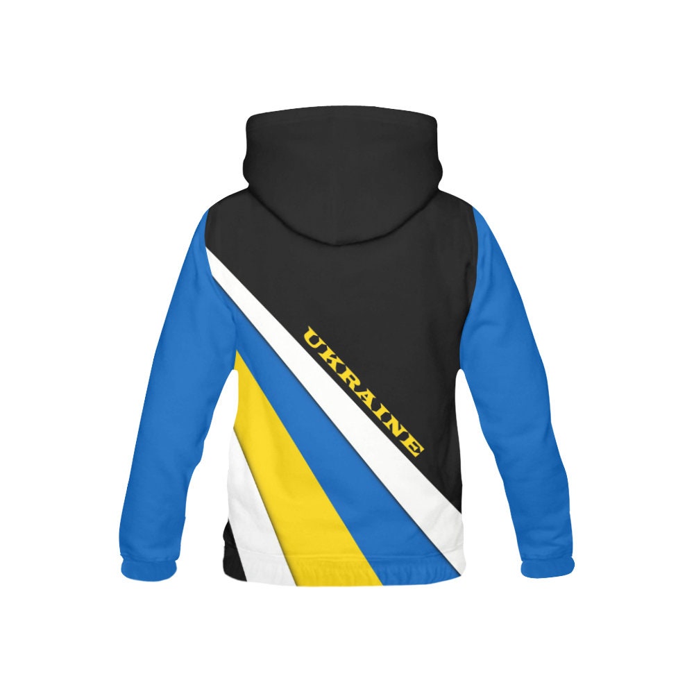 Ukraine Flag Pullover Coat of Arms Mens Hoodie