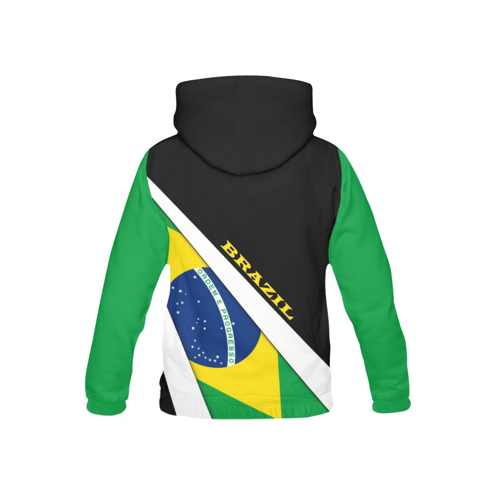 Brazil Flag Brazilian Coat of Arms Pullover Mens Hoodie