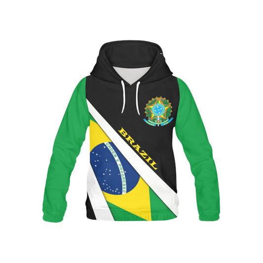 Brazil Flag Brazilian Coat of Arms Pullover Mens Hoodie