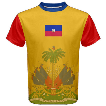 Custom Name Jersey Number Haiti Coat of Arms Flag T-shirt