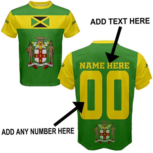 Custom Jersey Number And Name Jamaica Flag T-shirt