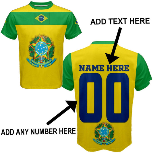 Brazil Custom Number Name Jersey Flag T-shirt
