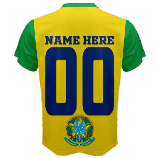 Brazil Custom Number Name Jersey Flag T-shirt