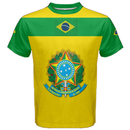 Brazil Custom Number Name Jersey Flag T-shirt