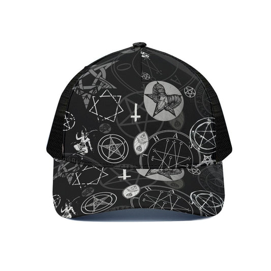 Occult Symbol Satanic Witchcraft Unisex Peaked Cap With Black Half-mesh