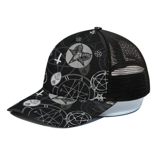 Occult Symbol Satanic Witchcraft Unisex Peaked Cap With Black Half-mesh