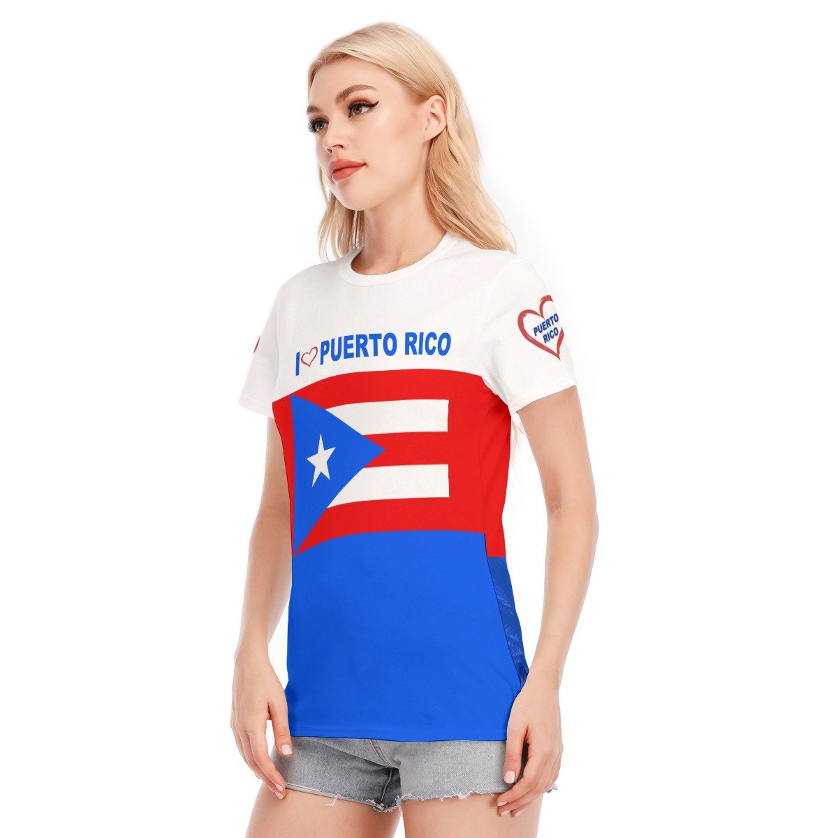 I Love (Heart) Puerto Rico Women's Round Neck Cotton T-Shirt