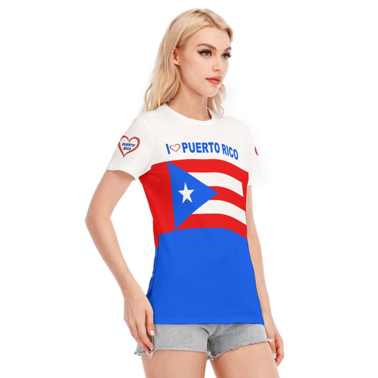 I Love (Heart) Puerto Rico Women's Round Neck Cotton T-Shirt