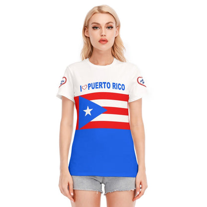 I Love (Heart) Puerto Rico Women's Round Neck Cotton T-Shirt