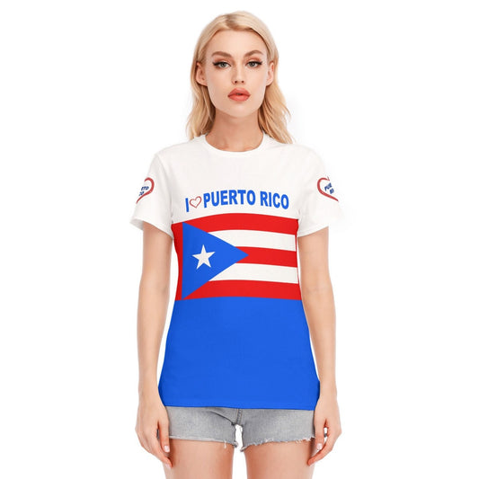 I Love (Heart) Puerto Rico Women's Round Neck Cotton T-Shirt