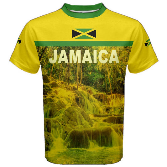 Jamaica Dunn's River falls Flag Women's Round Neck Cotton T-Shirt