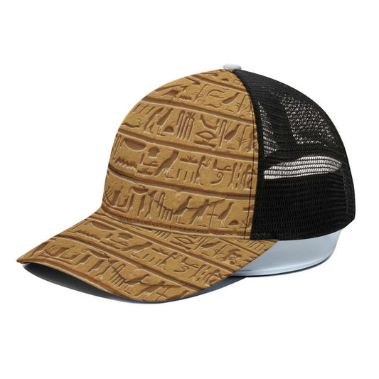 Egyptian Hieroglyphics Unisex Cap With Black Half-mesh