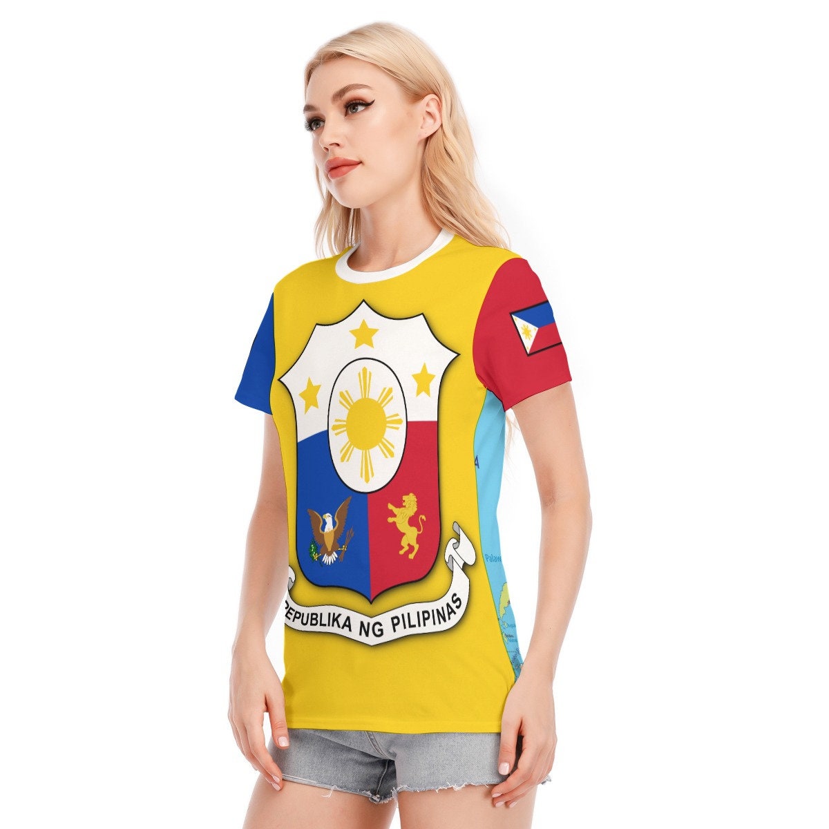 Philippines Coat Of Arms Flag Women's Cotton T-Shirt