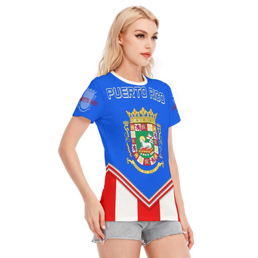 Puerto Rico Crest Women's Round Neck Cotton T-Shirt