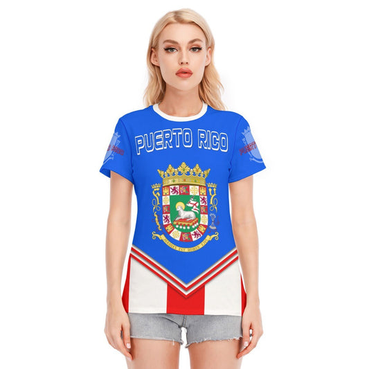 Puerto Rico Crest Women's Round Neck Cotton T-Shirt
