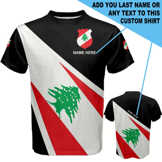 Custom Name LEBANON Flag Coat of Arms T-shirt