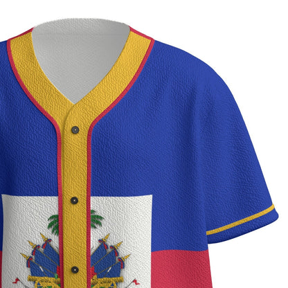 Haiti Flag Men's Textured Baseball Jersey