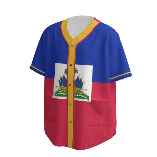 Haiti Flag Men's Textured Baseball Jersey