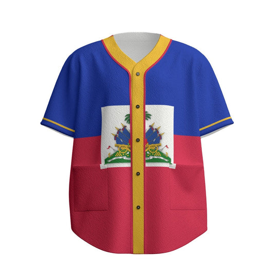 Haiti Flag Men's Textured Baseball Jersey