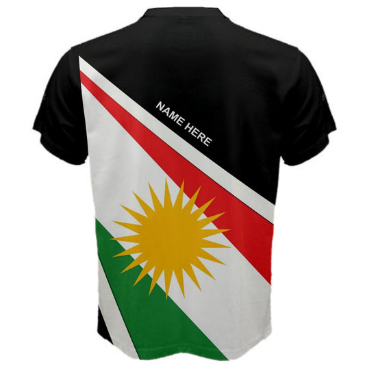Custom Name Kurdistan Flag Coat of Arms Men's or Kids T-shirt