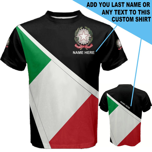 Custom Name Italy Flag Coat of Arms Men's or Kids T-shirt