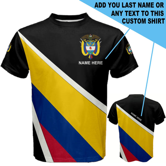 Custom Name Colombia Flag Coat of Arms Men's or Kids T-shirt