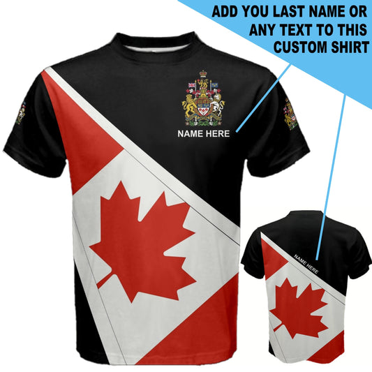 Custom Name Canada Flag Coat of Arms Men's or Kids T-shirt