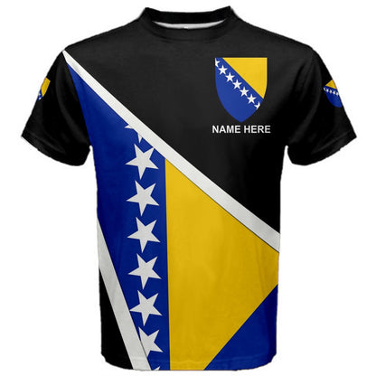 Custom Name Bosnia and Herzegovina Flag Coat of Arms Men's or Kids T-shirt