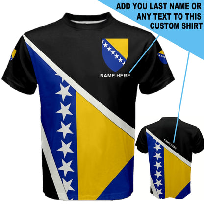 Custom Name Bosnia and Herzegovina Flag Coat of Arms Men's or Kids T-shirt