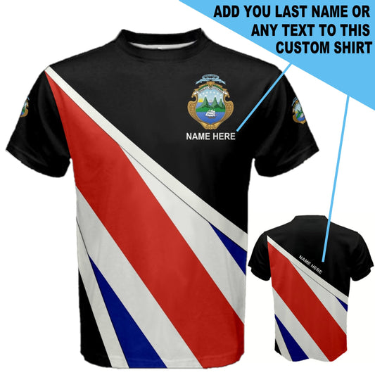 Custom Name Costa Rica Flag Coat of Arms Men's or Kids T-shirt