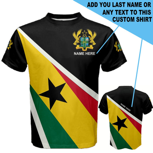 Custom Name Ghana Flag Coat of Arms Men's or Kids T-shirt