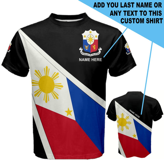 Custom Name Philippines Flag Coat of Arms Men's or Kids T-shirt