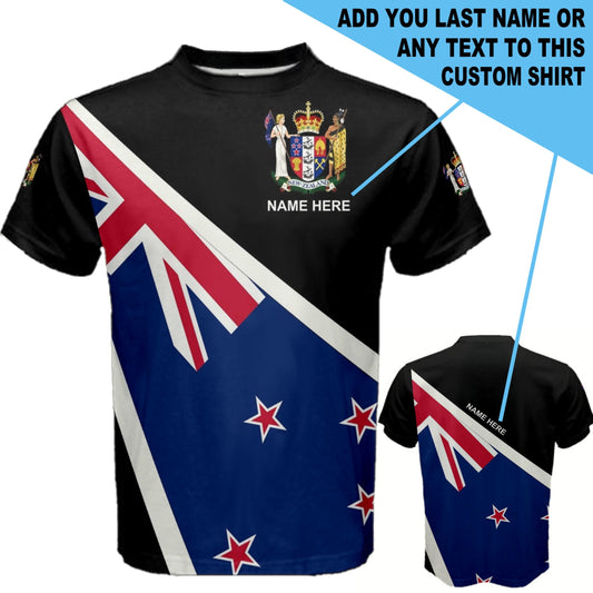 Custom Name NEW ZEALAND Flag Coat of Arms T-shirt