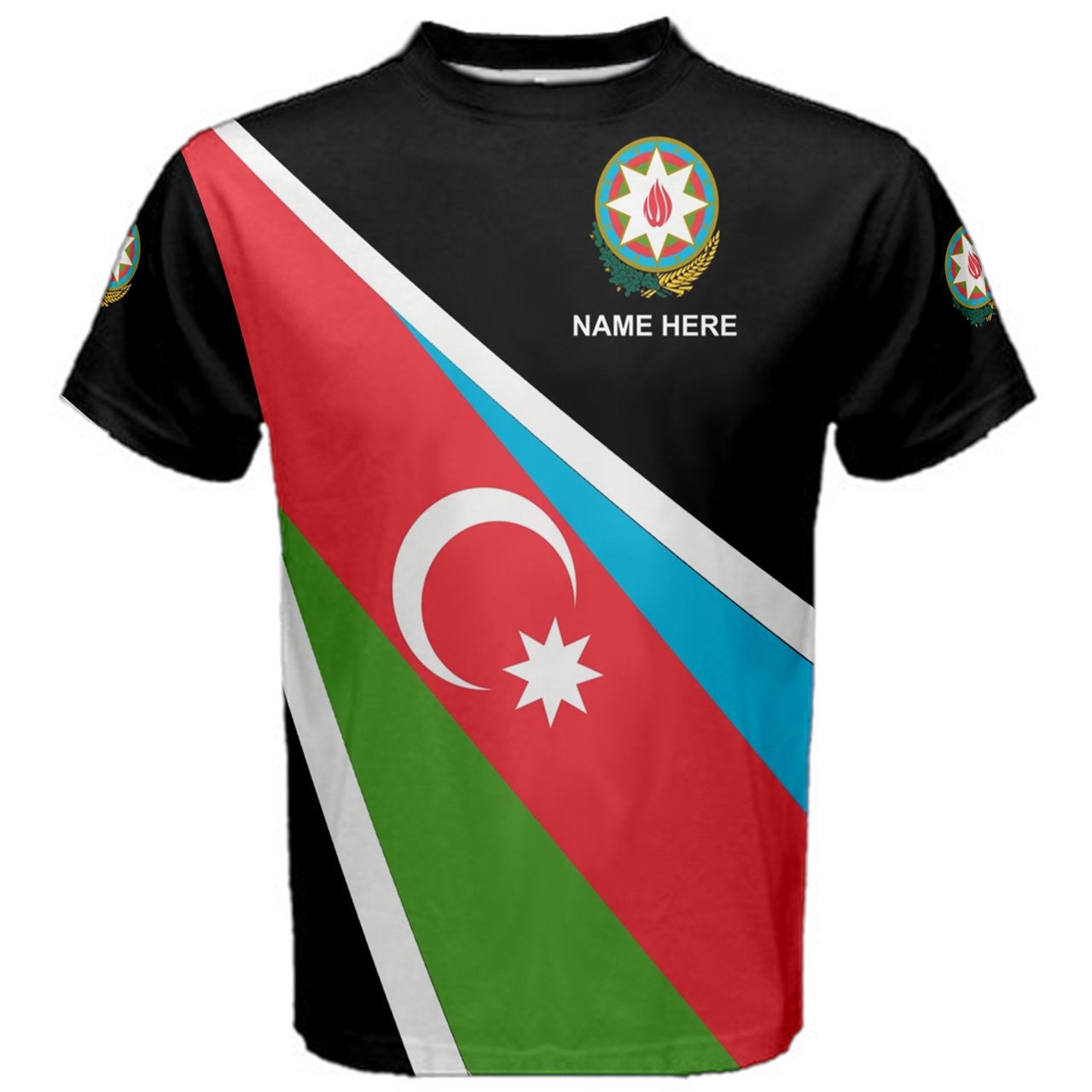 Custom Name Azerbaijan Flag Coat of Arms T-shirt