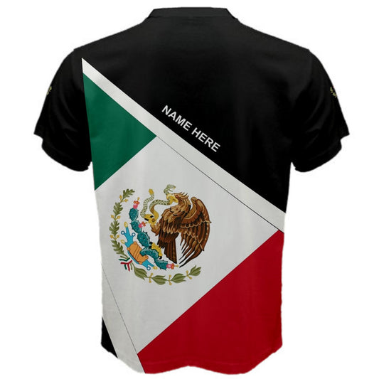 Custom Name Mexico Flag Coat of Arms Men's or Kids T-shirt