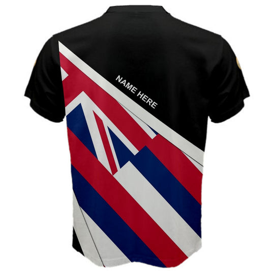 Custom Name Hawaii Flag Coat of Arms Men's or Kids T-shirt