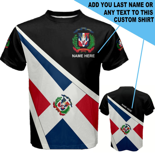 Custom Name Dominican Republic Flag Coat of Arms Men's or Kids T-shirt