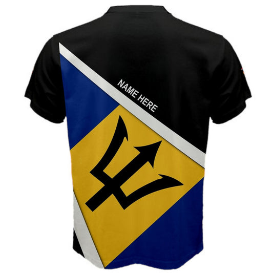 Custom Name Barbados Flag Coat of Arms Men's or Kids T-shirt