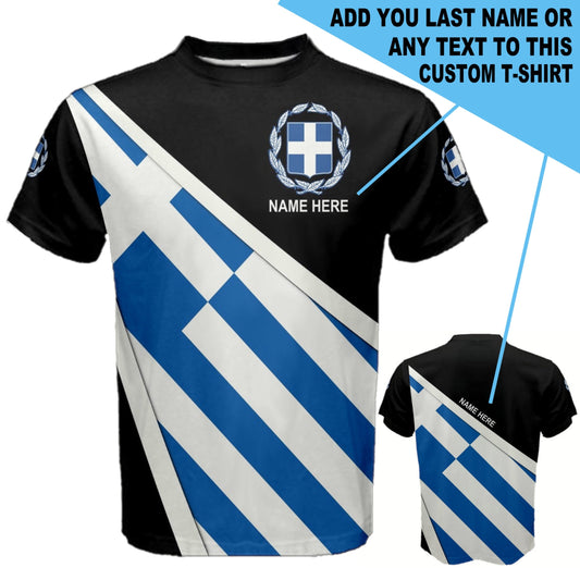 Custom Name Greece Flag Coat of Arms Men's & Kids T-shirts