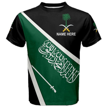 Custom Name Saudi Arabia Flag Coat of Arms Men's & Kids T-shirts