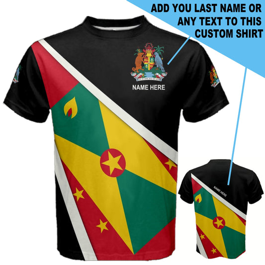 Custom Name Grenada Flag Coat of Arms Men's or Kids T-shirt