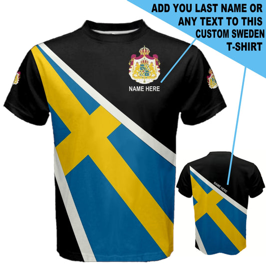 Custom Personalized Name Sweden Flag Men's or Kids T-shirt